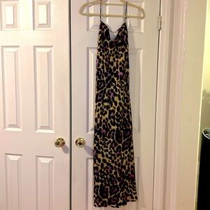 Zara Leopard Print Maxi Slip Dress sz S
